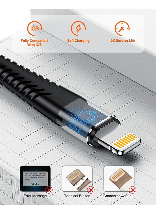 3M Extra Long iPhone Charger Cable ,Apple MFi Certified Lightning Cabl, Fast Charging Nylon Braided Charging Cord for Apple iPhone 14 Pro Max/14/13Pro/12 Mini/11/X/XS/XR/8 Plus/7/6/5/iPad - Image 5